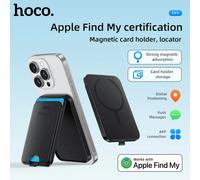 Soporte magnético para tarjetas de identificación HOCO E91I con dispositivo antipérdida inteligente, soporte para teléfono, localizador recargable, rastreadores para IOS Find My Network Negro
