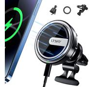 Soporte magnético para teléfono de Coche con función de Carga 【enfriamiento automático】 Cargador de Coche inalámbrico de 15 W para iPhone 15 14 13 12 Pro MAX Mini Plus/Samsung S23