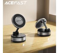 Soporte magnético para teléfono de coche con ventosa de vacío Manual ACEFAST para iPhone 16/15 Pro manos libres 360 ° Soporte para teléfono con rotación ajustable Metal Gray