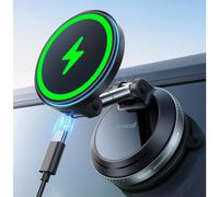 Soporte magnético para teléfono de coche de 15 W con función de carga, soporte con ventosa para salpicadero y parabrisas, compatible