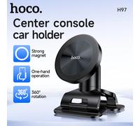 Soporte Magnético para Teléfono de Coche HOCO H97, Anillo de Montaje para Consola Central, Compatible con iPhone Serie 12-17, Accesorio para Coche, Imanes Potentes, Rotación de 360° Negro