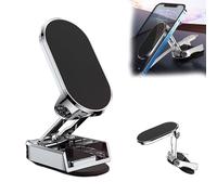 Soporte magnético plegable de aleación para teléfono de coche, giratorio de 360 grados, soporte universal seguro con una sola mano, fácil de instalar, diseño compacto retráctil para teléfonos