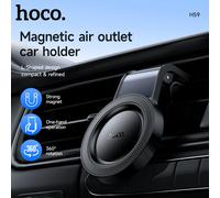 Soporte magnético Universal para teléfono con ventilación de aire HOCO en coche para iPhone 17 16 15Pro Max soporte de Clip manos libres con imán fuerte para Samsung Black