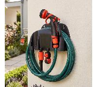Soporte Manguera Jardin, Colgador de Manguera de Jardín con Ranuras Auxiliares, Porta Mangueras para Pared Resistente y Compacto, Organizador Manguera Jardín, 16.5 x 25.5 x 15.5 cm