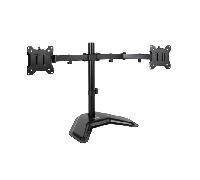 TOOQ DB1702TN-B - Soporte de Mesa con Peana, Giratorio e Inclinable, para Montaje de 2 Pantallas en Horizontal de 17” a 32”, Color Negro