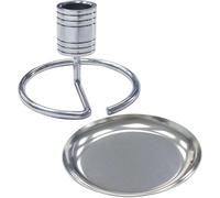 Soporte Metálica Moxa Inoxidable de Acero para Varillas de Base | Color Plata, Bandeja Redonda Desmontable, Fácil de Limpiar y Resistente al Calor, Fija la Varilla Firmeza