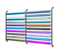 Soporte metálico de 10 niveles para vinilo de coche, expositor de rollos de tela para pared con barra ajustable, organizador de papel tapiz para películas de ventanas de coche comerciales, para garaje