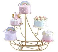 Soporte metálico para Tartas Bandeja de 5 Niveles para exhibir Tartas Diseño en Forma de velero Torre de Dulces y Frutas para Bodas, cumpleaños, Despedidas de Soltera y Aniversarios(Gold)