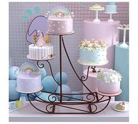 Soporte metálico para Tartas Bandeja de 5 Niveles para exhibir Tartas Diseño en Forma de velero Torre de Dulces y Frutas para Bodas, cumpleaños, Despedidas de Soltera y Aniversarios(marrón)