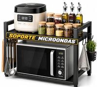 Soporte Microondas Encimera Ajustable - Estante para Microondas y Horno - Estantería Microondas Cocina con Almacenamiento - Organizador Cocina Encimera Resistente - Mueble para Microondas y Cafetera