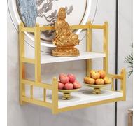 Soporte Moderno de Puja de Meditación de Mesa de Tributo de Altar de Santuario Montado en la Pared de Madera, Estante de Exhibición Chino de la Estatua de Fengshui Mesa de Pooja de Ofrenda de Buda