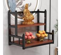 Soporte Moderno de Puja de Meditación de Mesa de Tributo de Altar de Santuario Montado en la Pared de Madera, Estante de Exhibición Chino de la Estatua de Fengshui Mesa de Pooja de Ofrenda de Buda