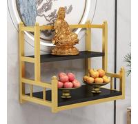 Soporte Moderno de Puja de Meditación de Mesa de Tributo de Altar de Santuario Montado en la Pared de Madera, Estante de Exhibición Chino de la Estatua de Fengshui Mesa de Pooja de Ofrenda de Buda