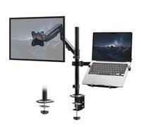 Soporte Monitor con Brazo de Gas para Pantallas 35" - Plataforma Integrada para Portátil 17" - Carga Máx 12KG Monitor/5KG Plataforma - VESA 75x100