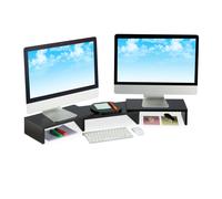 Soporte monitor doble organizador de escritorio base para dos pantallas MDF