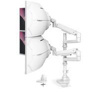 Soporte Monitor Doble para Pantalla Plana y Curvada de 17"-57", Soporte Monitor Escritorio con Altura Regulable, Capacidad De Carga 2-20kg, VESA 75&100mm, Blanco