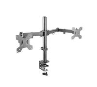 Mars Gaming MARM2 Negro, Soporte de Monitor Dual de Brazo para Pantallas hasta 27”, Articulado y Regulable en Altura, Estructura Robusta, Compatible con VESA75 y VESA100