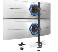 Soporte Monitor para 2 Pantallas 17-49 Pulgadas - Brazo Doble Ajustable en Altura, VESA 75x75 / 100x100, Inclinable, Giratorio, Ahorra Espacio, Negro