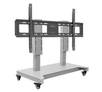 Soporte motorizado ajustable para TV de 52 a 100 pulgadas, elevador móvil con ruedas, diseño moderno gris claro, altura ajustable para una fácil movilidad y visualización