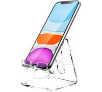 Soporte Móvil Acrílico - 3.78×3.33×3.12in | Accesorio Escritorio Base Transparente | Pedestal Sobremesa Para, Dispositivos, Carga, Ver Vídeos, Y Uso Oficina Casa