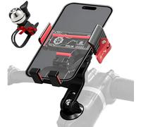 Soporte Movil Bicicleta de Potencia con Antivibración, Plegable Porta Móvil Bicicleta Aluminio, 360° Rotación Soporte Telefono Bici, Portamoviles MTB para 4-7,2" Smartphone [1S Desmontaje Rápido]