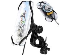 Soporte Movil Bicicleta Universal con Enfriador, 360° Rotación Soporte Movil Moto para Manillar, Soporte Teléfono Bici para iPhone 16 15 14 13 12 Pro MAX/Plus, Samsung, Huawei, 5.6-7.0” Smartphone