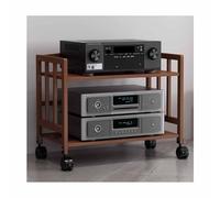 Soporte móvil de bambú para gabinete de audio, estante de almacenamiento de componentes AV para sala de estar, juegos y grabación, elegante estantería de torre de audio (marrón, 80 x 38 x 158 cm)