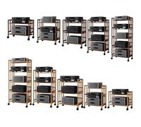 Soporte móvil de bambú para medios audiovisuales, gabinete estéreo multifuncional para sala de estar y oficina, 62 pulgadas, almacenamiento de reproductor de discos de pie con acabado natural