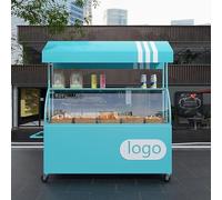 Soporte móvil de exhibición de alimentos con toldo sobre ruedas, carrito de postre de metal con ruedas bloqueables para fiestas y proveedores al aire libre