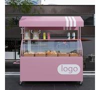 Soporte móvil de exhibición de alimentos con toldo sobre ruedas, carrito de postre de metal con ruedas bloqueables para fiestas y proveedores al aire libre
