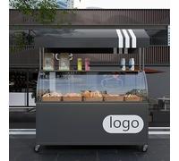 Soporte móvil de exhibición de alimentos con toldo sobre ruedas, carrito de postre de metal con ruedas bloqueables para fiestas y proveedores al aire libre