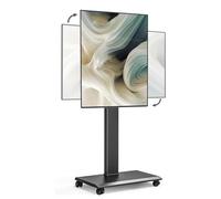 Soporte móvil para carrito de TV con ruedas, soporte giratorio para televisores de 32 a 55 pulgadas, portátil, sala de conferencias, podio, soporte universal de suelo para visualización horizontal y