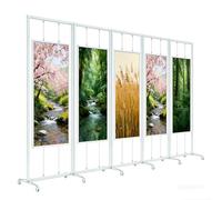 Soporte Móvil para Exposición de Arte con Ruedas, Portapósters de Doble Cara Independiente, Estante Plegable de Aleación de Aluminio para Mostras, Galerías, Oficinas y Eventos(White,5PCS_100*240CM)