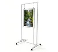 Soporte Móvil para Exposición de Arte con Ruedas, Portapósters de Doble Cara Independiente, Estante Plegable de Aleación de Aluminio para Mostras, Galerías, Oficinas y Eventos(White,1PCS_100*250CM)