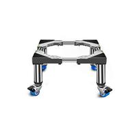 Soporte móvil para lavadora con ruedas de bloqueo, estante multifuncional para secadoras y refrigeradores, longitud ajustable 65-80 cm, blanco, 20 cm de altura