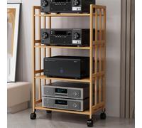 Soporte móvil para medios AV sobre ruedas, estante de impresora resistente de 2/3/4 niveles para sala de estar, configuración de juegos, estudio de grabación, color marrón, torre de almacenamiento