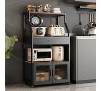 Soporte móvil para microondas con almacenamiento, estante rodante para panadero, armario de cocina con 4 ruedas, nizer independiente para comedor y sala de estar, solución de cocina que ahorra espacio