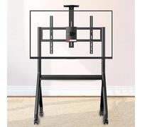 Soporte móvil para TV con ruedas para televisores de 55 a 100 pulgadas, capacidad de 120 kg, carrito de suelo ajustable con 4 ruedas de bloqueo para aula, oficina, hogar