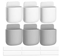 Soporte Movil Pared, Soporte para Mando a Distancia de Pared en Pared de 3 piezas, Caja Control Remoto de Medios de TV Autoadhesiva, Gris Blanco