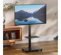 Soporte móvil: soporte giratorio para TV con rotación de 360 grados, carrito de TV móvil para pantallas de 32 a 70 pulgadas, soporte de piso portátil ajustable en altura con estante multimedia, soport