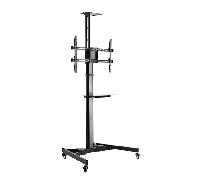 Ewent Soporte de TV Pie con Ruedas, Carrito para Pantallas Plasma/LCD/LED de 37-70" máx. 50 kg, Soporte de TV Ajustable, inclinable y móvil, gestión de Cables, VESA máx. 600x400 mm, 3 estantes