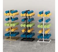 Soporte multicapa for esterilla de yoga, estante metálico for esterilla de gimnasio, organizador y almacenamiento de equipos de fitness(Gold)