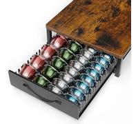 Soporte multifuncional para cápsulas de café Nespresso Vertuo de 48 a 24 cápsulas y 32 cápsulas Dolce Gusto, cajón de almacenamiento de cápsulas pequeñas Vertuoline con parte superior de madera