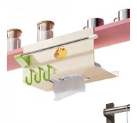 Soporte multifuncional para colgar pañuelos de cocina, estante de almacenamiento de montaje en pared sin taladrar para toallas de papel, película adhesiva y rollos, verde crema, 9.25 x 4 x 4.13