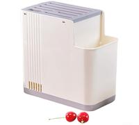 Soporte multifuncional para cubiertos de cocina y palillos con agujeros de drenaje, montaje en pared o encimera, estante de almacenamiento sin taladro para espacio organizado (gris)