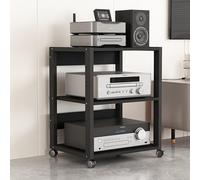 Soporte multifuncional para impresora y soporte multimedia, torre de almacenamiento de madera ajustable de 3/4/5/6 niveles para DVD, juegos, CD y reproductores de discos, elegante gabinete de consola