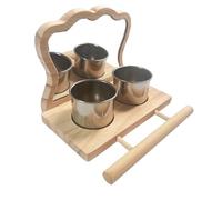 Soporte multifuncional para pájaros con espejo y plato de comida para jaulas, promoción segura de actividades y curiosidad