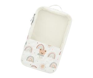 Soporte multifuncional para pañales con correas, interior espacioso para recuperación rápida de artículos, bolsa de bolsillo