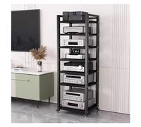 Soporte multimedia ajustable sobre ruedas, 8 niveles que ahorra espacio, almacenamiento de componentes AV y organizador estéreo, ideal para espacios pequeños