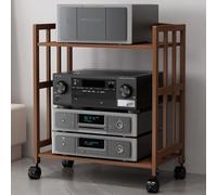 Soporte multimedia AV de 2/3 niveles, estante de madera para impresora, estante estéreo para reproductores de CD, consola de TV, DVD, consolas de juegos, routers (marrón, 80 x 38 x)
